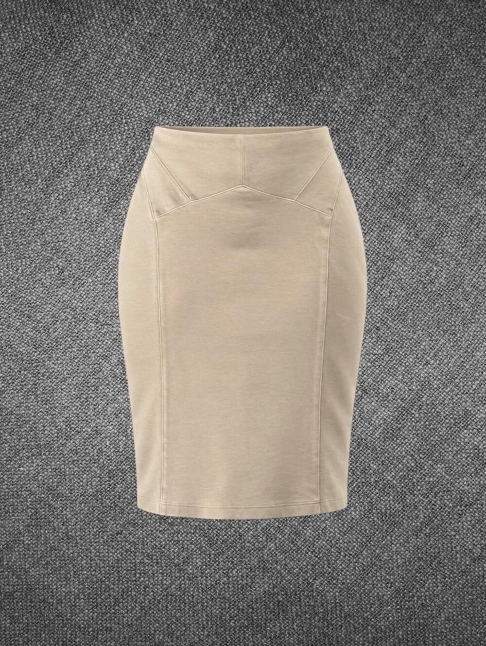 Papaya Beige High Waist Seamed Pencil Skirt Size L